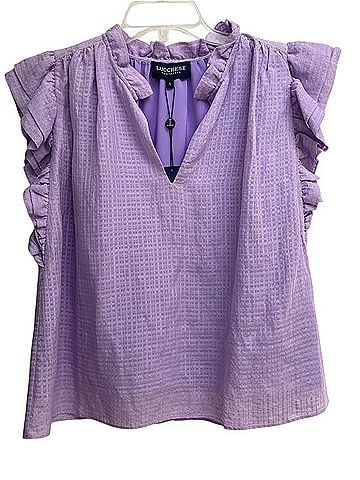 Lucchese Lavender Ruffle Sleeve V-Neck Camisole Tank Top (view 1)