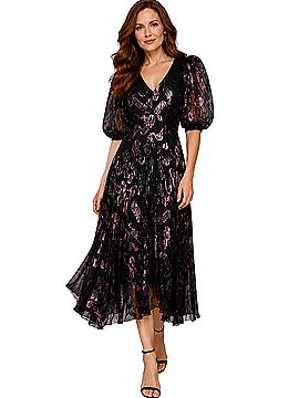 Rebecca Taylor Silk Metallic Cocktail Dress (view 1)