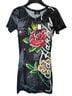 Ed Hardy Floral Graphic Black Swimsuit Cover Up Size XL - photo 1