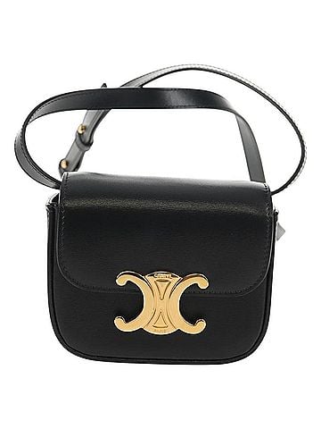 Céline Vintage Triomphe Shoulder Leather Black Leather Handbag (view 1)