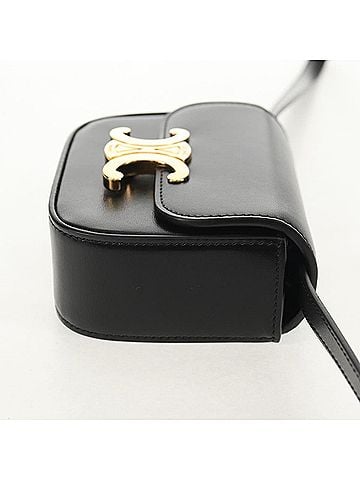 Céline Vintage Triomphe Shoulder Leather Black Leather Handbag (view 2)