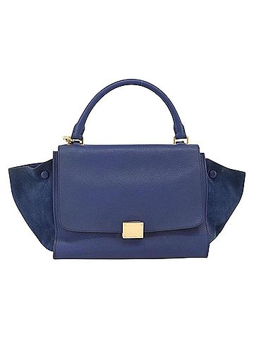 Céline Trapeze Leather With Suede Blue Leather Handbag (view 1)