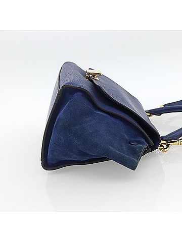 Céline Trapeze Leather With Suede Blue Leather Handbag (view 2)