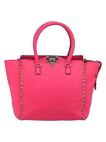 Valentino Garavani Rockstud Tote Soft Leather Pink Leather Tote Bag Bag (view 1)