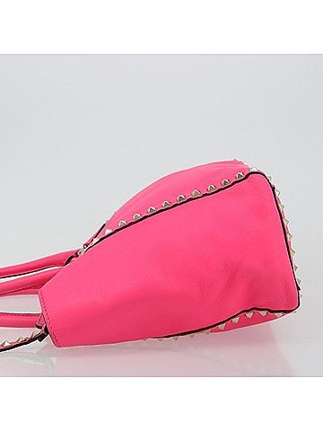 Valentino Garavani Rockstud Tote Soft Leather Pink Leather Tote Bag Bag (view 2)