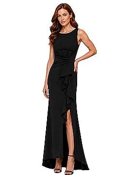 Betsy & Adam Scuba Crepe Ruched Cocktail Dress (view 1)