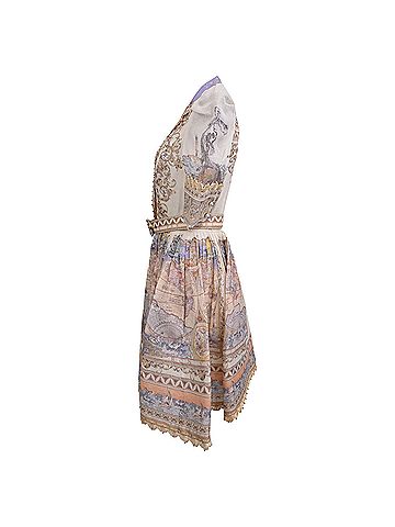 Zimmermann Zimmermann High Tide Mini Shirt Dress in Multicolor Linen (view 2)