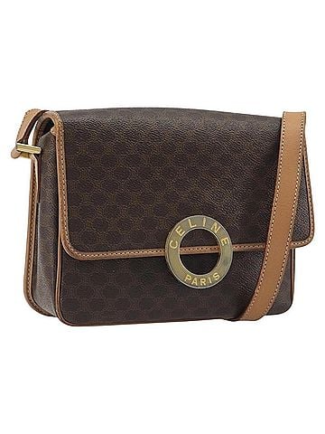 Céline Vintage Macadam Circle Logo Canvas And Leather Brown Canvas Shoulder Bag Bag (view 1)