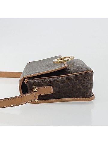 Céline Vintage Macadam Circle Logo Canvas And Leather Brown Canvas Shoulder Bag Bag (view 2)