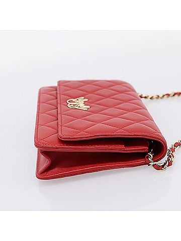 Chanel Wallet On Chain Quilted Lambskin Red Leather Wallets Accessory (view 2)