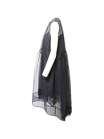 Simone Rocha Simone Rocha Overlay Mesh Baby Doll Dress in Black Silk (view 2)