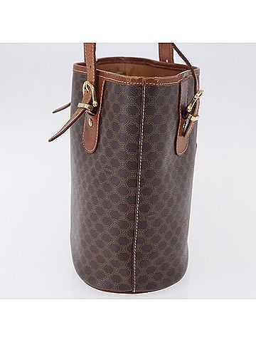 Céline Vintage Macadam Canvas Brown Canvas Handbag (view 2)