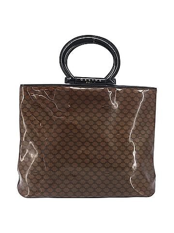 Céline Vintage Macadam Shopper Tote Venyl Brown Canvas Tote Bag Bag (view 1)