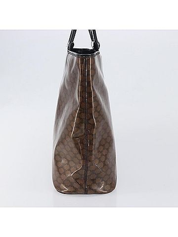 Céline Vintage Macadam Shopper Tote Venyl Brown Canvas Tote Bag Bag (view 2)
