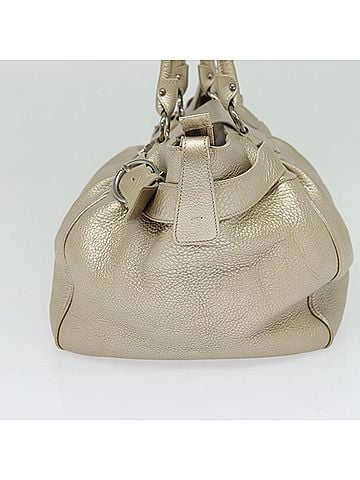 Salvatore Ferragamo Gancini Tote Leather Silver Leather Tote Bag Bag (view 2)