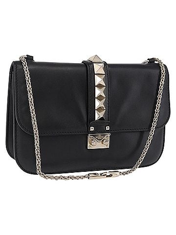 Valentino Garavani Glam Lock Leather Black Leather Shoulder Bag Bag (view 1)