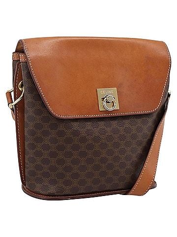 Céline Macadam Leather Brown Canvas Shoulder Bag Bag (view 1)