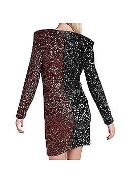 Express Sequin Color Block Faux Wrap Mini Dress Cocktail Dress (view 2)