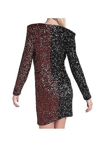 Express Sequin Color Block Faux Wrap Mini Dress Cocktail Dress (view 2)