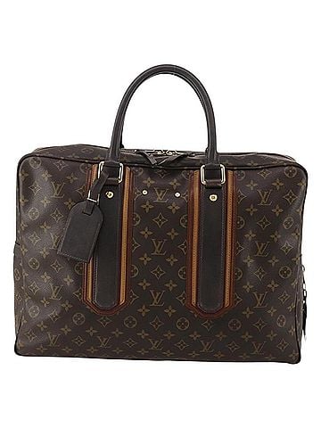 Louis Vuitton Bequia Porte Document Geant Monogram Canvas With Leather Brown Canvas Briefcase Bag (view 1)