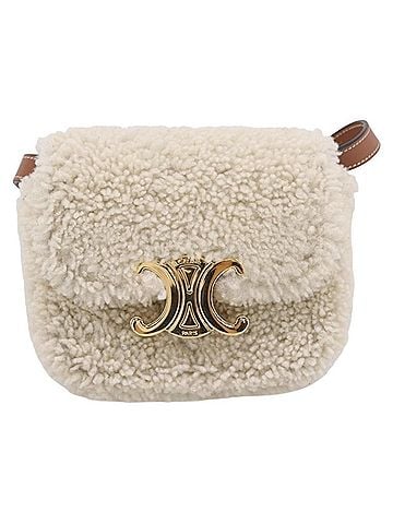 Céline Triomphe Shoulder Shearling Beige Wool Handbag (view 1)