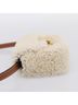 Céline 100% Wool Solid Tan Triomphe Shoulder Shearling Beige Wool Handbag One size - photo 4