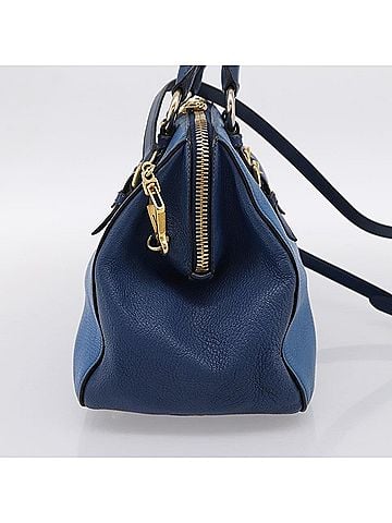 Miu Miu Madras Bowler Leather Blue Leather Handbag (view 2)