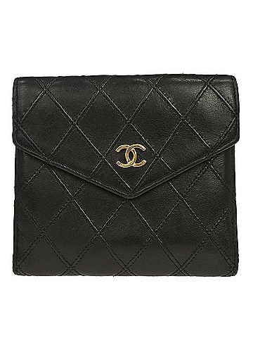 Chanel Envelope Gusset Chevron Lambskin Black Leather Wallets Accessory (view 1)