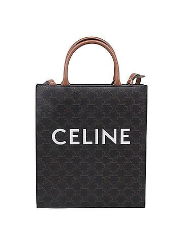Céline Vertical Cabas Tote Triomphe Coated Canvas Brown Canvas Tote Bag Bag (view 1)