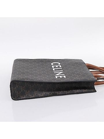 Céline Vertical Cabas Tote Triomphe Coated Canvas Brown Canvas Tote Bag Bag (view 2)