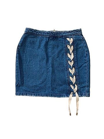 Missguided Lace Detail Mini Denim Skirt (view 1)