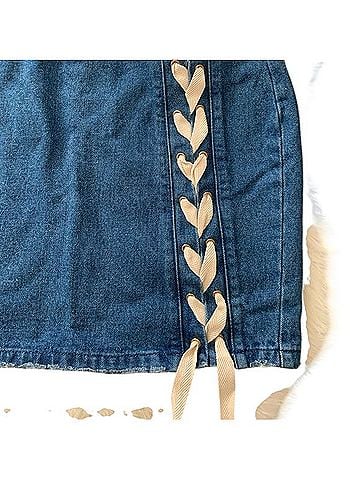 Missguided Lace Detail Mini Denim Skirt (view 2)