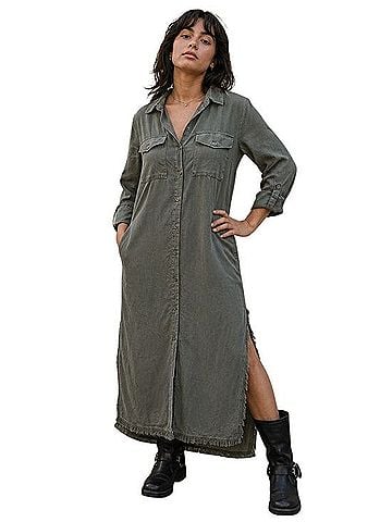 Velvet Heart Tencel Maxi Shirt Casual Dress (view 1)