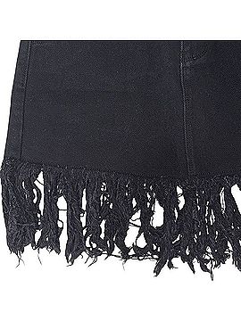 The Rockn Rev Kelly denim gray tassel hem mini Denim Skirt (view 2)