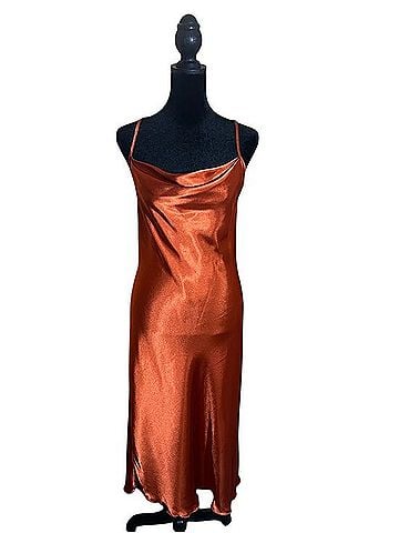 Bebe Satin Cowl Neck Slip Midi Dress Cocktail Dress (view 1)