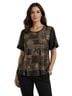 Free Style Floral Black Brown Short Sleeve Blouse Size XL - photo 1