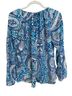 Lilly Pulitzer 100% Rayon Floral Blue White Long Sleeve Blouse Size M - photo 2