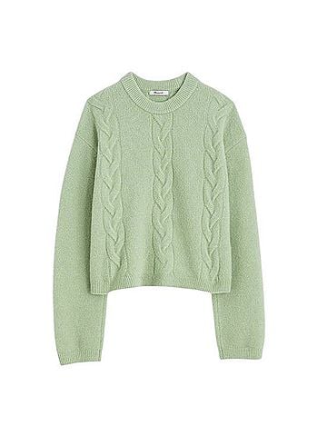 Madewell Cloudsoft Drop Shoulder Cable Knit Crewneck Sweater Pullover Sweater (view 1)