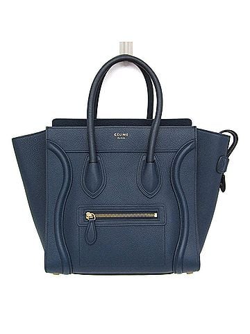Céline Celine Luggage Micro Shopper 167793 Women's Leather Handbag Navy (view 1)