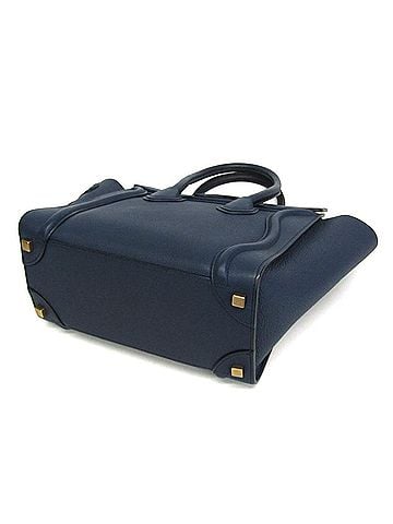 Céline Celine Luggage Micro Shopper 167793 Women's Leather Handbag Navy (view 2)