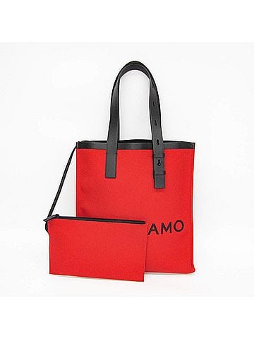 Salvatore Ferragamo Salvatore Ferragamo North South Tote Men's Canvas,Leather Tote Bag Black,Red Color (view 2)
