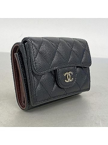 Chanel Chanel Tri-fold Wallet, Matelassé Caviar Leather, Black, Women's (view 2)