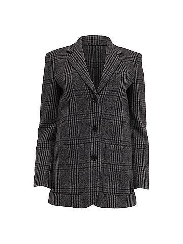 Theory Theory Elbow-Patch Plaid Blazer in Grey Wool (view 1)