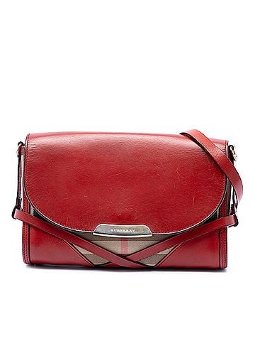 Burberry Leather and House Check Canvas Bridle Abbott Crossbody (view 1)