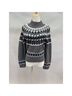 Moda International Fair Isle Gray Black White Pullover Sweater Size S - photo 5