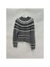 Moda International Fair Isle Gray Black White Pullover Sweater Size S - photo 3