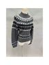 Moda International Fair Isle Gray Black White Pullover Sweater Size S - photo 6