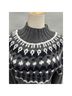 Moda International Fair Isle Gray Black White Pullover Sweater Size S - photo 12