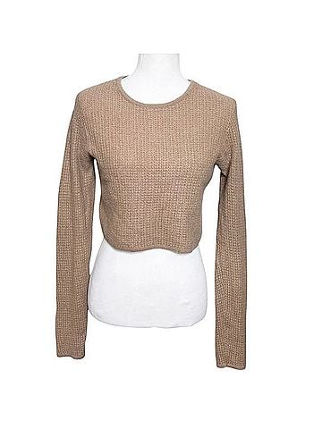 Alo Yoga Cashmere Plush Waffle Cropped Long Sleeve Pullover Sweater (view 1)
