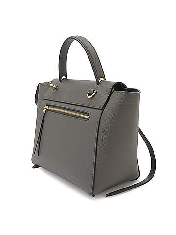 Céline Celine CELINE Bag Waist Micro 2-way Hand Shoulder Handbag Leather Gray 189153 Gold Hardware Belt (view 2)
